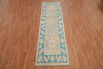 Vegetable Dye Oushak Turkish Runner Rug 3x10