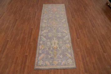 Vegetable Dye Lilac Oushak Turkish Runner Rug 3x10
