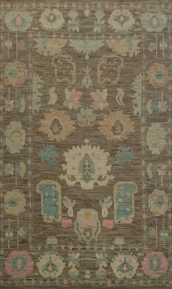 Classic Oushak Vegetable Dye Large Rug 12x18 with Rich Textured Details