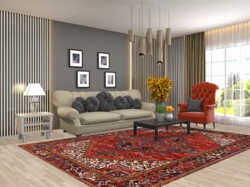 Vintage Wool Heriz Persian Area Rug 7x10