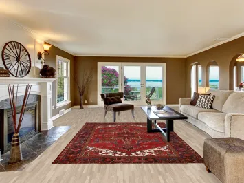 Geometric Red Heriz Persian Area Rug 7x10