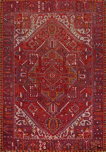 Handmade Red Wool Heriz Persian Area Rug 8x11
