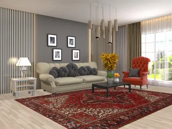 Vintage Wool Heriz Persian Area Rug 7x10