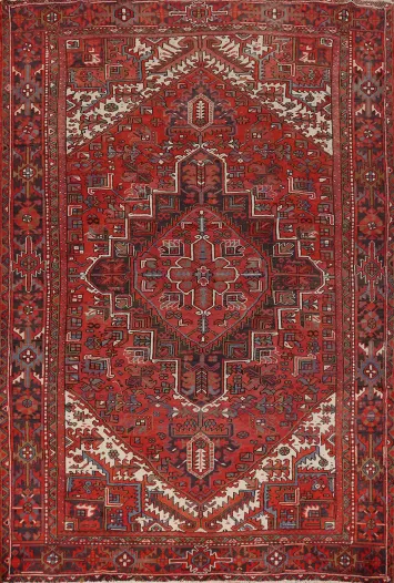 Vintage Red Heriz Persian Area Rug 8x11
