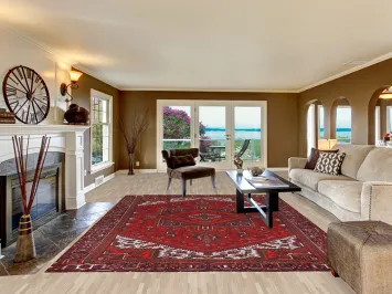 Red Geometric Heriz Persian Area Rug 8x11