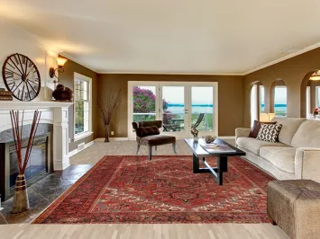 Geometric Red Heriz Persian Area Rug 10x13