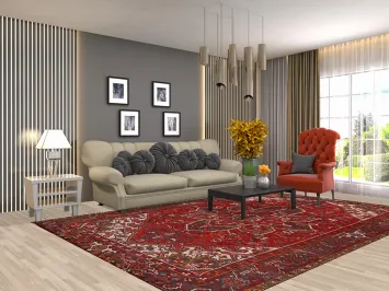 Geometric Red Heriz Persian Area Rug 8x11