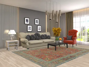 All-Over Floral Tabriz Persian Area Rug 7x9