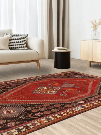 Handmade Red Shiraz Persian Area Rug 5x8