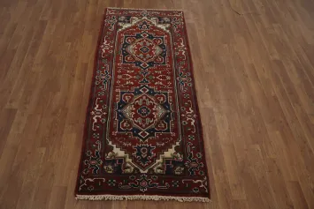 Geometric Wool Heriz Serapi Indian Rug 3x6