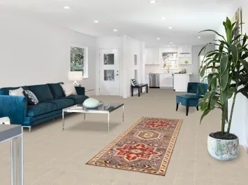 Geometric Wool Heriz Serapi Indian Runner Rug 3x8