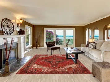 Red Wool Medallion Heriz Persian Area Rug 7x11