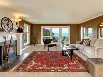 Vintage Geometric Heriz Persian Area Rug 8x11