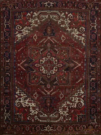 Geometric Wool Heriz Persian Area Rug 9x11