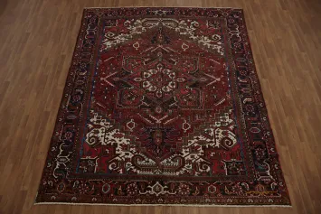 Geometric Wool Heriz Persian Area Rug 9x11