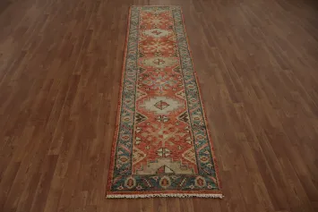 Orange Geometric Oushak Indian Runner Rug 3x10