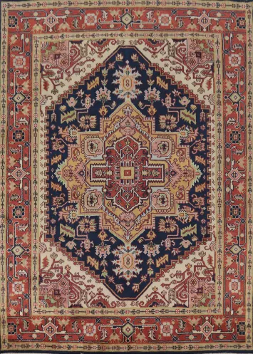 Navy Blue Heriz Serapi Indian Area Rug 8x10