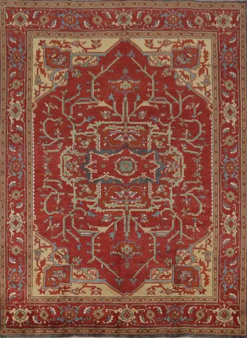 Wool Medallion Heriz Serapi Indian Area Rug 8x10