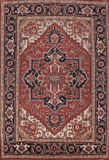 Geometric Heriz Serapi Indian Area Rug 8x10