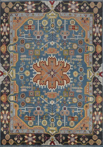 Blue Geometric Heriz Serapi Indian Area Rug 8x10