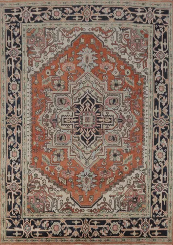 Orange Wool Heriz Serapi Indian Area Rug 8x10