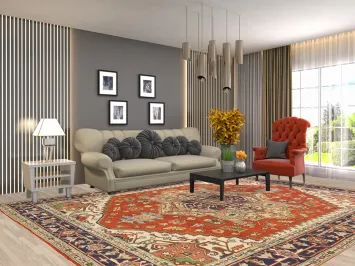 Orange Wool Heriz Serapi Indian Area Rug 9x12