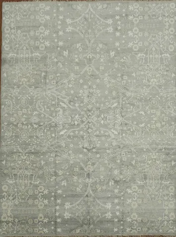 All-Over Gray Oushak Indian Area Rug 9x12