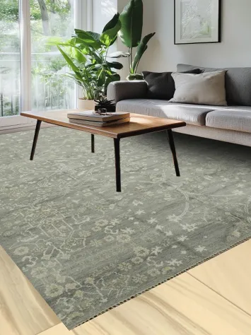 Classic Gray Rug with Exquisite Intricate Detailing 9x12