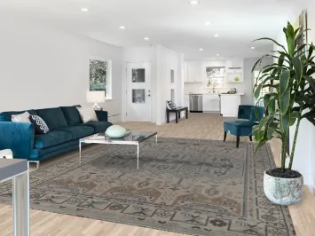 Light Blue Geometric Oushak Indian Area Rug 9x12