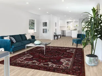 Geometric Red Heriz Persian Area Rug 7x9