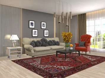 Geometric Heriz Persian Area Rug 7x10