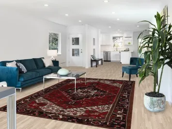 Geometric Red Heriz Persian Area Rug 7x10