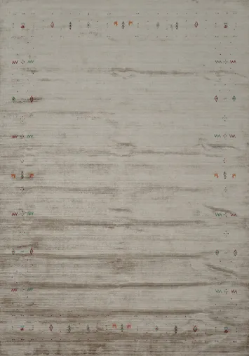 Chic Neutral Gabbeh Area Rug 8x10 Featuring Minimalist Details