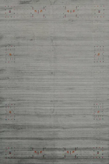 Minimalistic Grey Gabbeh Area Rug 8x10 with Intricate Detailing