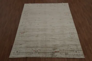 Soft Gabbeh Area Rug 9x12 with Tribal Patterns for Modern Decor