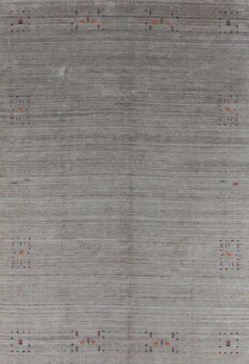 Minimalist Gabbeh Area Rug 9x12 with Subtle Tribal Patterns