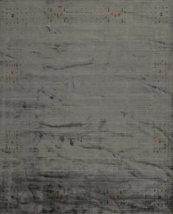 Square Gabbeh Area Rug 10x10 with Artistic Corner Embellishments