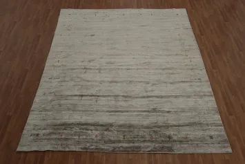 Sleek Gabbeh Large Area Rug 10x12 with Soft Lines and Hues