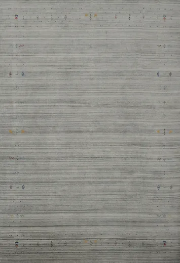 Minimalist Gabbeh Area Rug 8x10 with Delicate Colorful Details