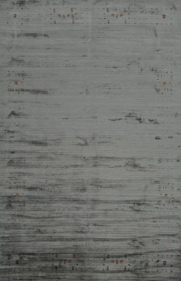 Premium Gabbeh Area Rug 8x12 in Sleek Silver Tone with Patterns