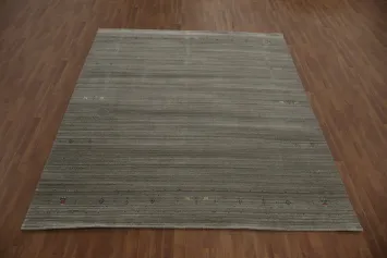 Artisan Woven Gray Gabbeh Area Rug 8x10 with Subtle Pattern Detail