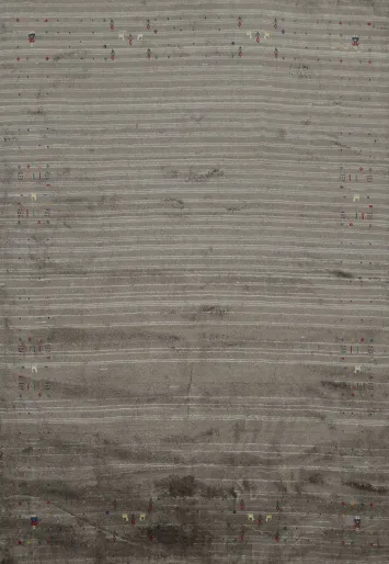 Tribal-Inspired Gabbeh Area Rug 8x10 with Discreet Color Bursts