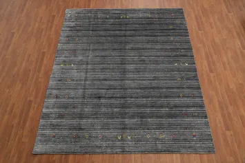 Elegant Gabbeh Area Rug 8x10 with Subtle Border Accents