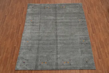 Gabbeh Area Rug 8x10 with Carefully Designed Vibrant Accents