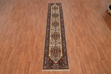 Geometric Heriz Serapi Indian Runner Rug 2x12