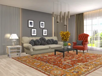 All-Over Wool Orange Heriz Serapi Indian Area Rug 8x10