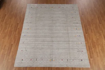 Stylish Gabbeh Area Rug 8x10 with Subtle Multi-Color Patterns