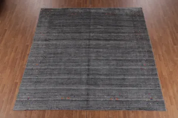 Sleek and Stylish Dark Gabbeh Area Rug 9x9 with Light Color Pops