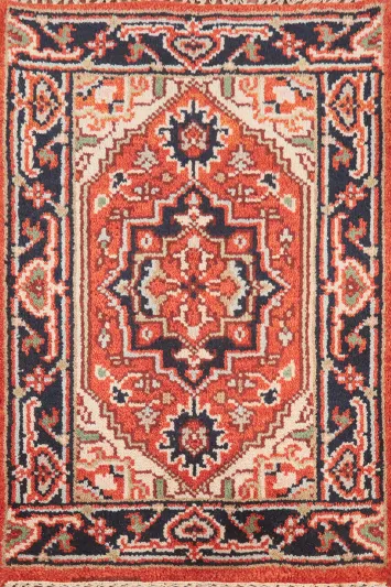 Orange Wool Heriz Serapi Indian Rug 2x3