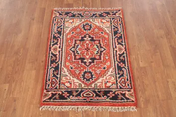 Orange Wool Heriz Serapi Indian Rug 2x3